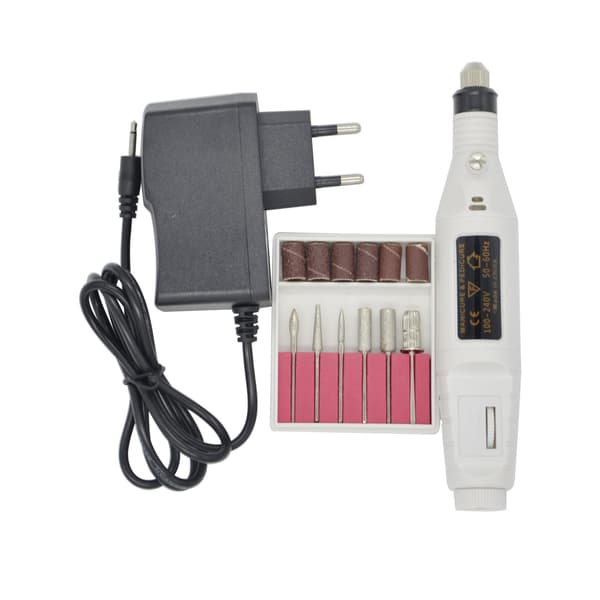 Elektrisk nagelfil med 6 bitsar White