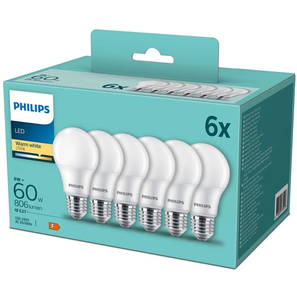 6-pak LED E27 Normal Frost 60W 806lm