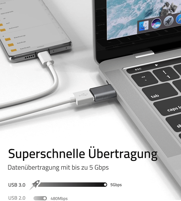 USB 3.2 - C-tyypin OTG-sovitin 10 Gbps Silver