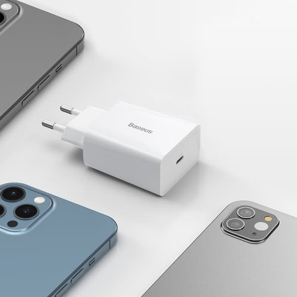 Baseus Speed Mini hurtiglader, USB-C, PD, 3A, 20W (hvit)