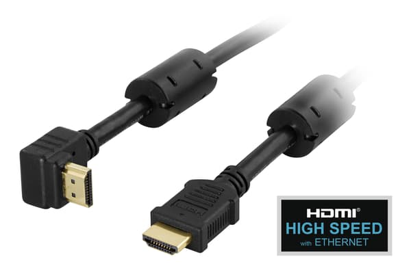 Angled HDMI cable, HDMI High Speed Ethernet, 0.5m, black