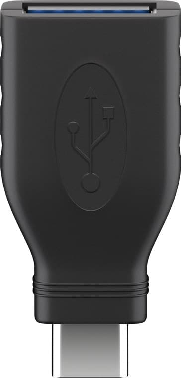 USB-C™/USB-A 3.0 OTG SuperSpeed sovitin latauskaapeleille, musta