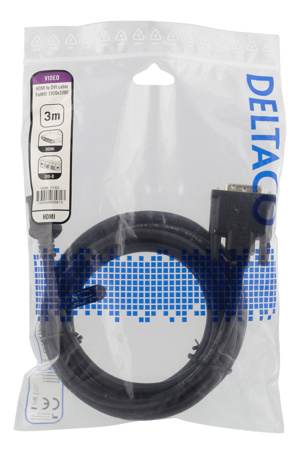 HDMI to DVI cable, 3m, Full HD, black