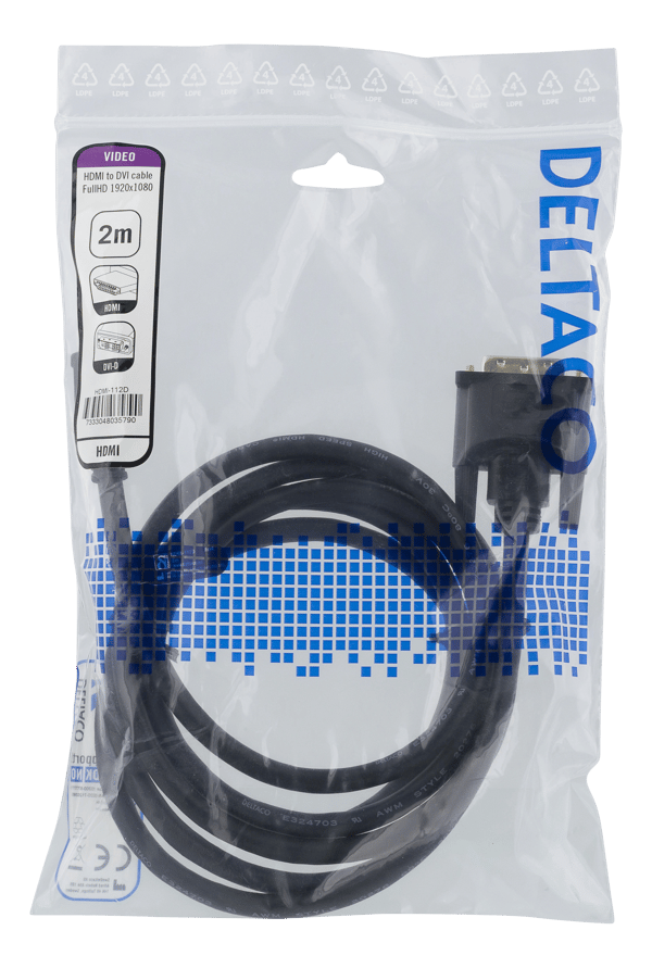 HDMI to DVI cable, 2m, Full HD, black