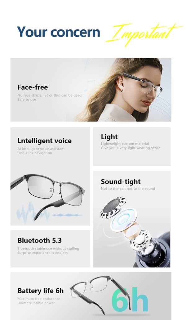Smarta Touch Översättnings Bluetooth-glasögon
