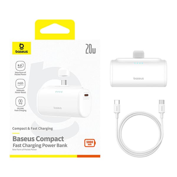 Powerbank Baseus Compact 5000mAh, 20W, USB-C (dobbelt)