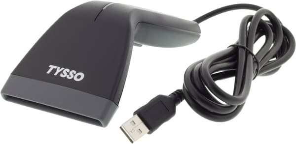 Bar code reader with CCD technology, 80mm range, USB power