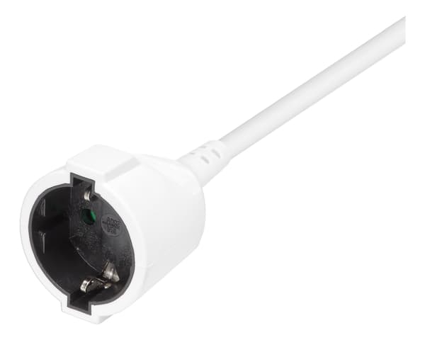 Earthed extension cable 1x CEE 7/3, 1x CEE 7/7, 5m, white