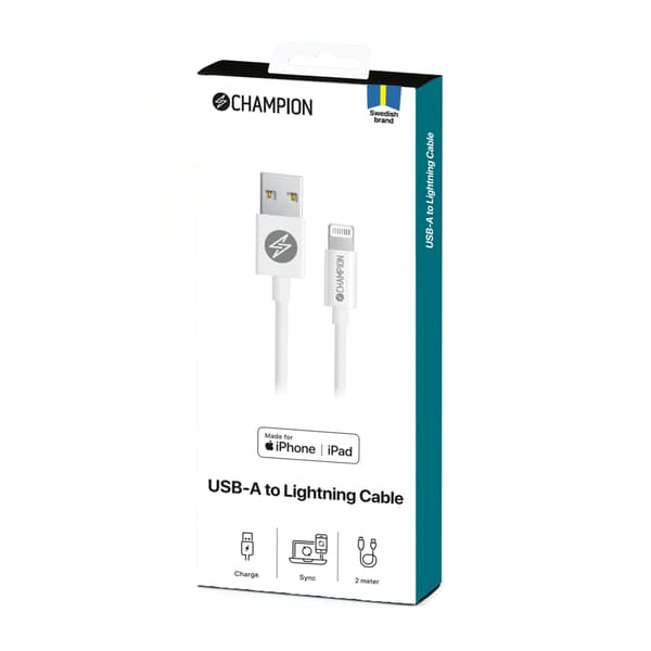 USB-A til Lightning-kabel 2m Hvid