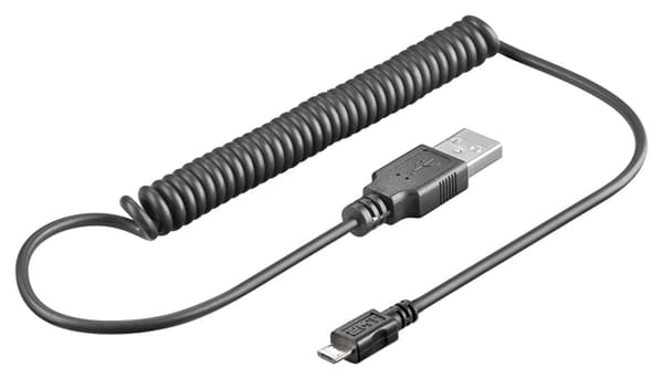 Micro-USB laddnings- och synkroniseringskabel, spiralkabel