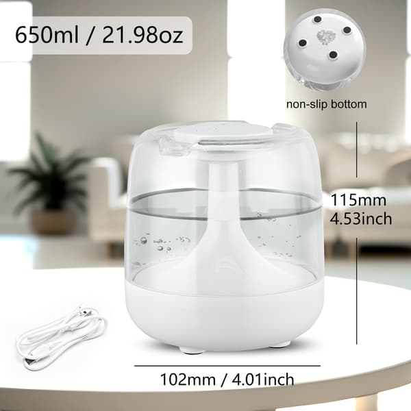 650ml Spray Aroma Diffuser: Stor Mist USB Luftfuktare för Sovrum, Kompatibel med doftoljor White
