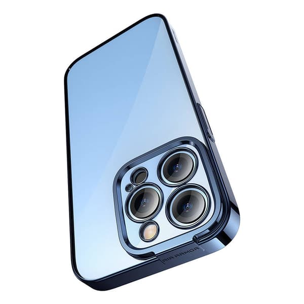 Baseus Glitter Transparent Cover og hærdet glas sæt til iPhone 14 Pro (blå)