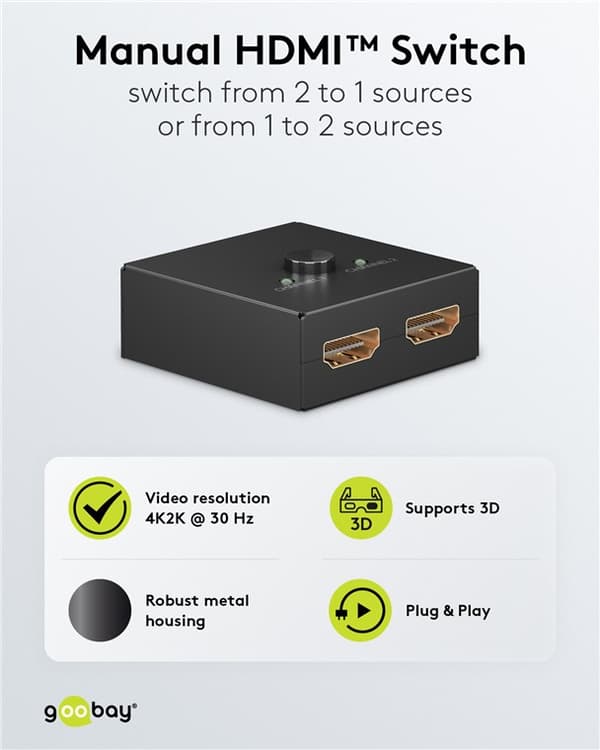 HDMI™-omkopplare 2 till 1