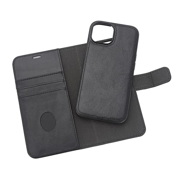 Wallet Case 2i1 Anti-stråling Læder MagS Sort - iPhone 15