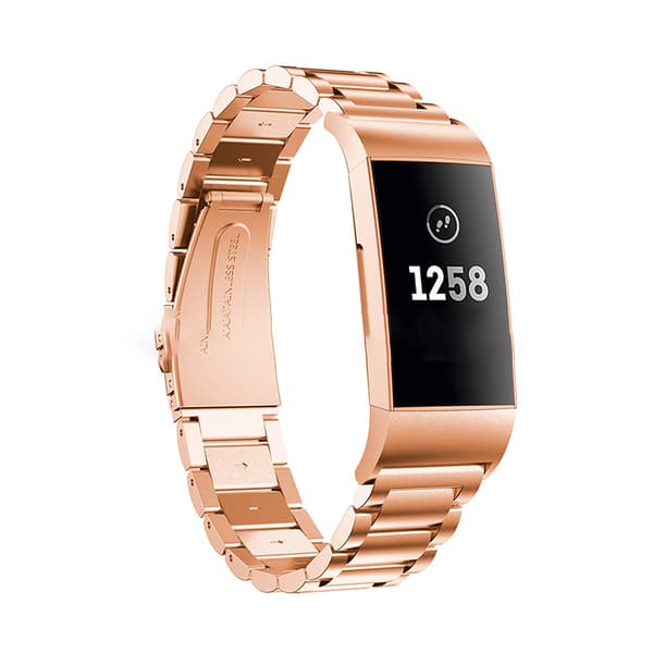 Roségull klokkereim i rustfritt stål til Fitbit Charge 3