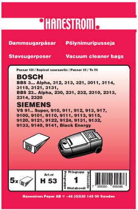 Dammsugarpåsar BOSCH BBS 3, BBS 23 ALPHA
