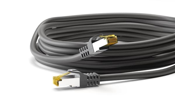 RJ45 patchkabel S / FTP (PiMF), med råkabel CAT 7, svart