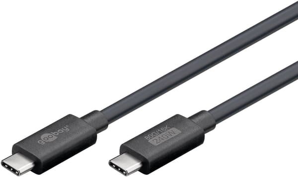 Certifierad USB-C™-kabel, USB4™ version 2.0, 1,2 m, svart
