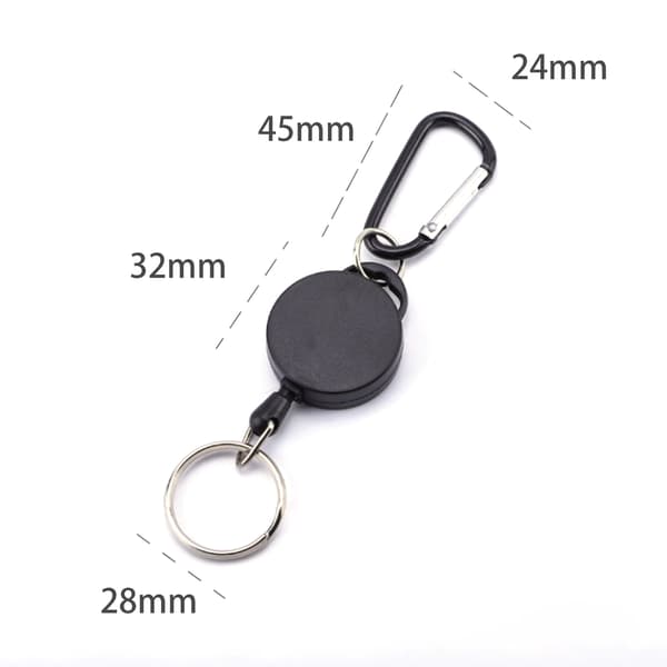 2-pack utdragbar jojo-nyckelring med karbinhake Black