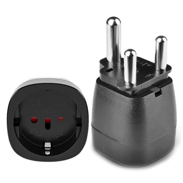 EU til Sydafrika Rejseadapter - Sort, Kompakt Design Black
