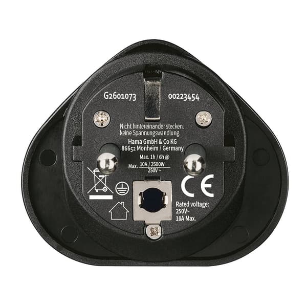 Reiseadapter Type E/F Universal Verden-EU Svart
