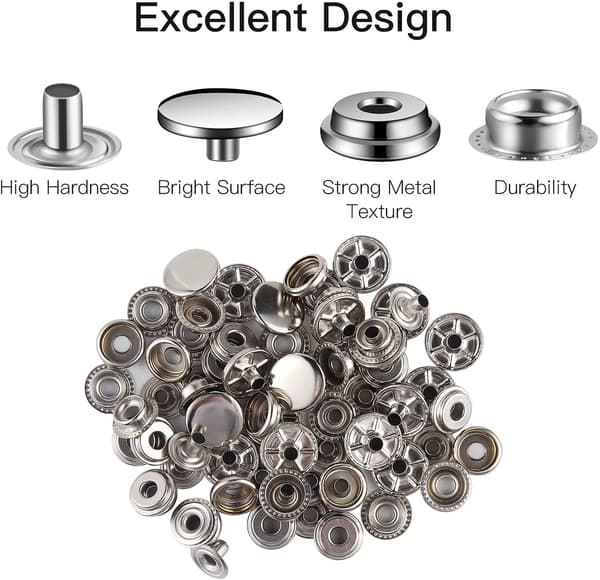 15 mm Snap Lock Set - Verktøysett med trykknapper Silver