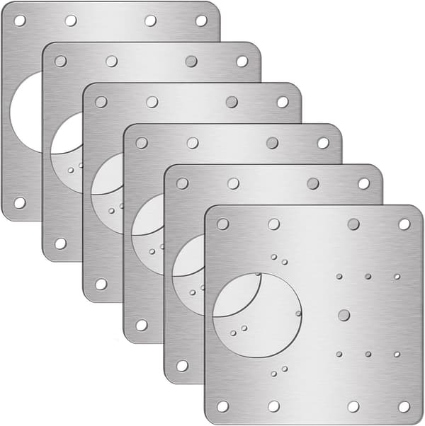 Reparationsplade til hængslede møbler 9x9 cm rustfrit stål 6-Pack