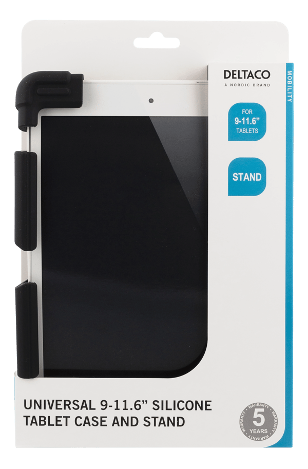 Case in silicone for 9-11.6" tablets, stand, black