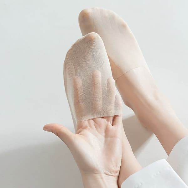 Steps med silikonhäl 5 par Beige S