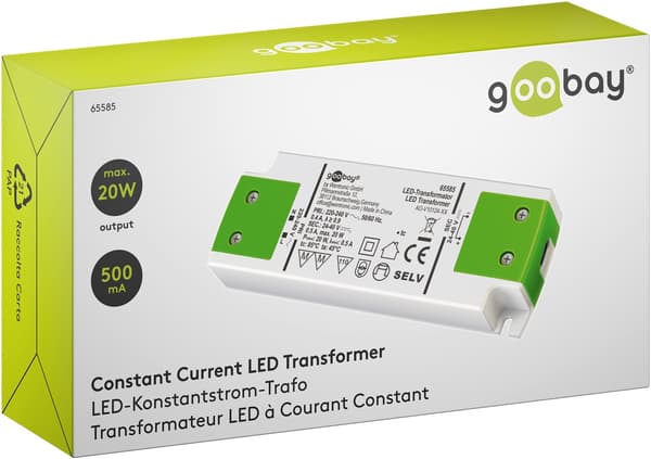 LED-konstantstrøms-driver 500 mA, 20 W, superflad