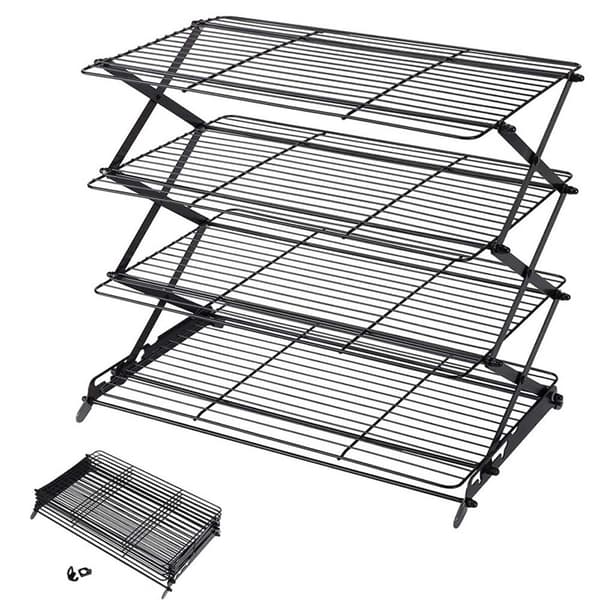 Foldbart 3-lags kagekølestativ i rustfrit stål - Perfekt til bagning og oliedrypning