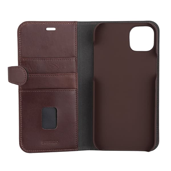2in1 Wallet Leather 3 card iPhone 14 Plus Brown