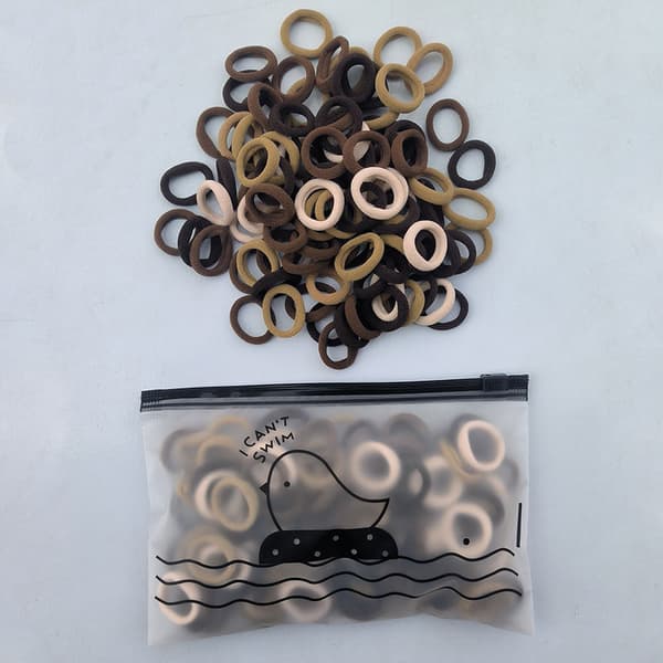 Elastiska hårband Hästsvanshållare Gummiband 100-delar White+black+brown