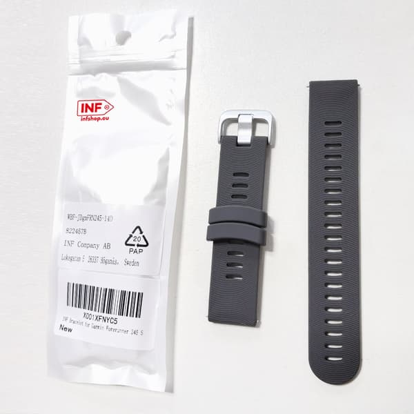 Urrem til Garmin Forerunner 245 Silikone Grey Garmin Forerunner 245 20 mm