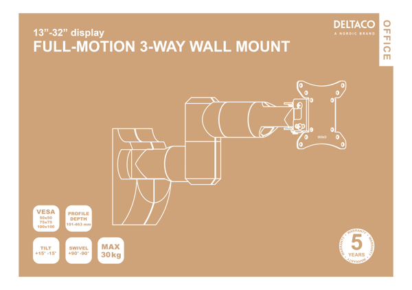 OFFICE Fullmotion wall mount invisible cable mngmnt 1332"