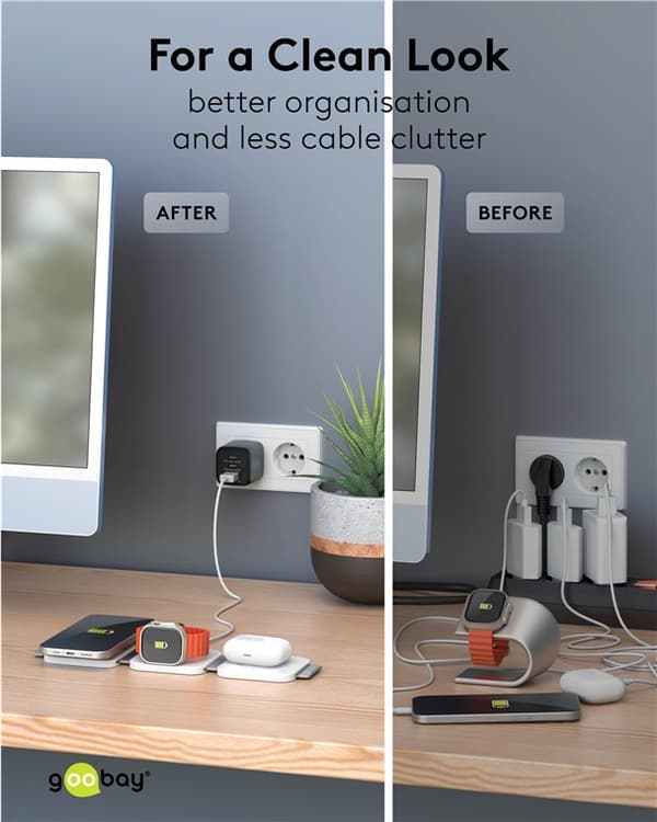 3in1 trådløs oplader, foldbar, 15 W