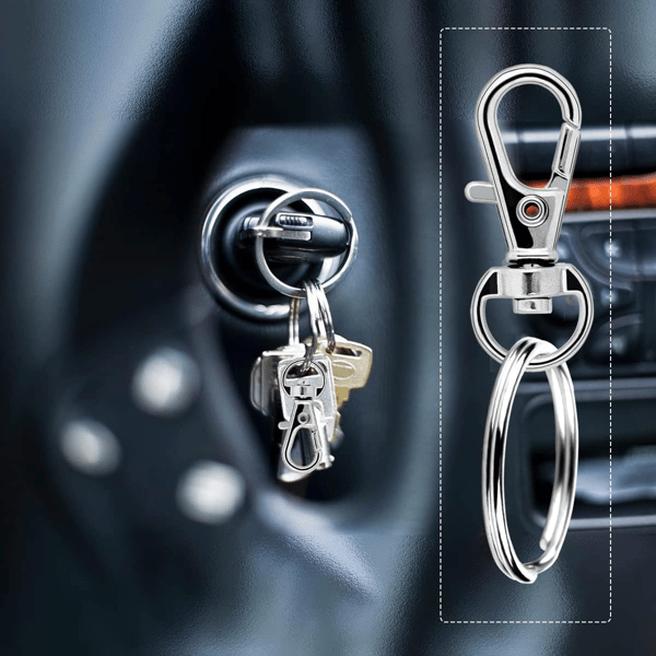40-pack nyckelringar och ringar med karbinhake Silver
