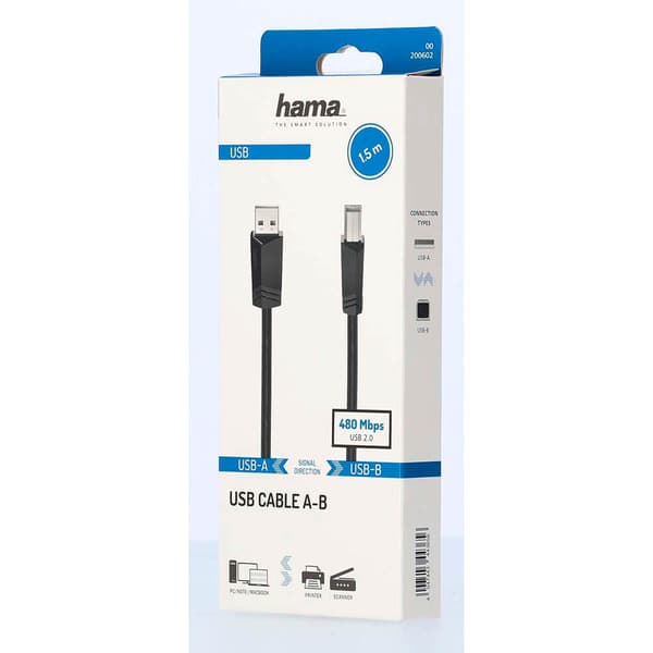 Kabel USB 2.0 480 Mbit/s 1,5m Svart