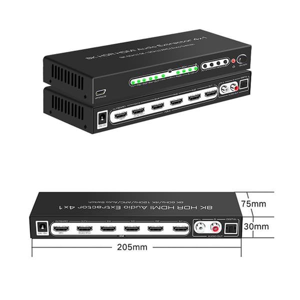 4K HDMI Audio Extractor Splitter med fjärrkontroll