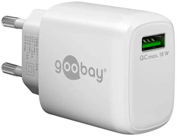 USB-A QC hurtigoplader (18 W) hvid