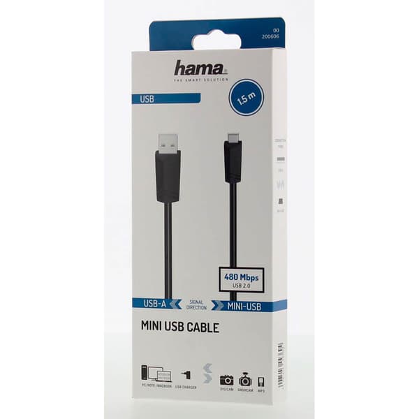 Cable USB-Mini-B to USB-A USB 2.0 480 Mbit/s Black 1.5m