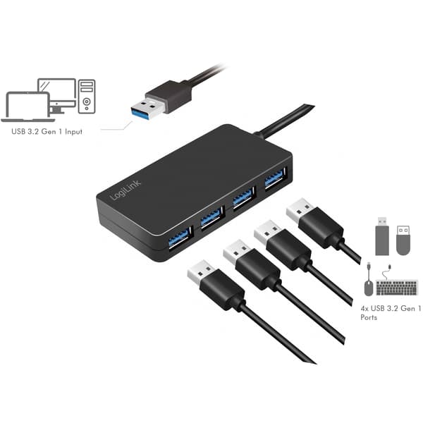 USB 3.0-hub (3.2 Gen1) 4 USB-A-porter