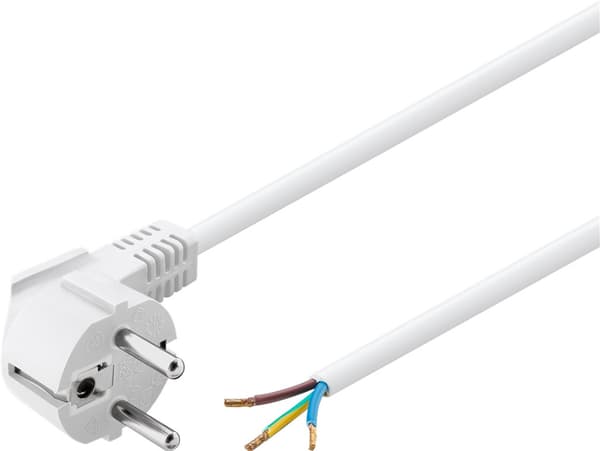 Skyddskontaktkabel vinklad för montering, 3 m, vit