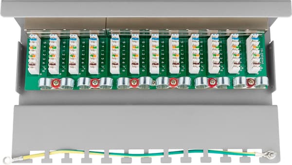 CAT 5e mini-/skrivbordskopplingspanel, 12 portar (1 HE)
