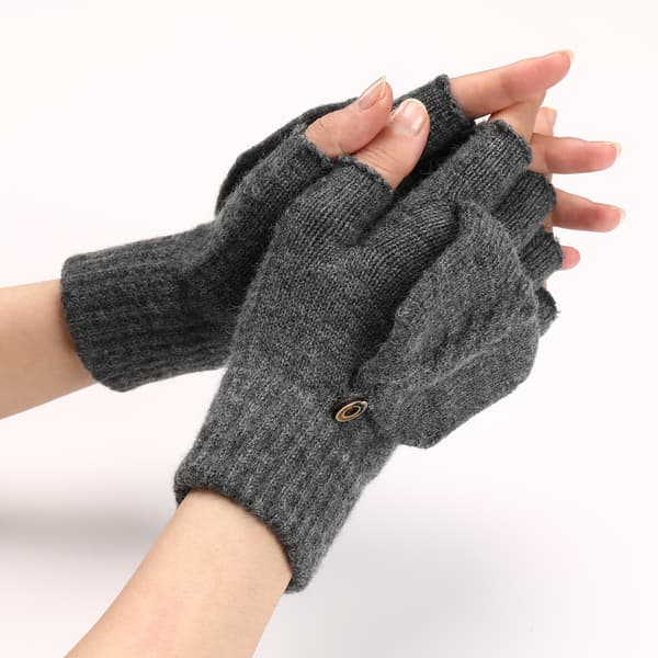 Cable Knit Flip Top-handskar DarkGrey