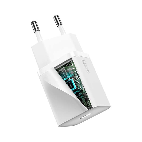 Baseus Super Si Hurtiglader 1C 20W med USB-C-kabel for Lightning 1m (hvit)