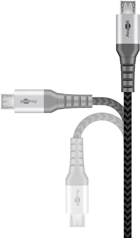 Micro-USB till USB-A textilkabel med metallkontakter 0,5 m