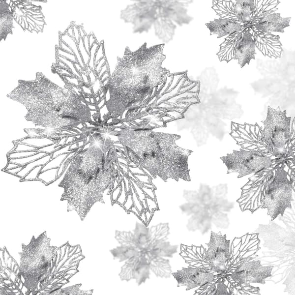 Konstgjorda blommor juldekoration 5-pack Silver