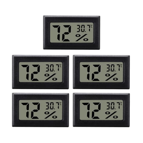 Mini digital hygrometer / termometer 5-pack Black