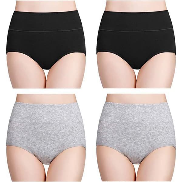 Hög midja bomulls trosor Black+Grey M